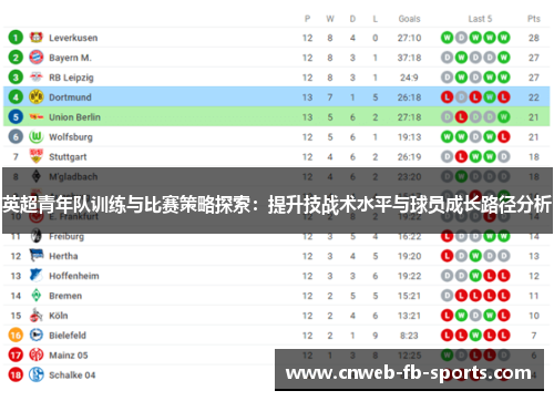 英超青年队训练与比赛策略探索：提升技战术水平与球员成长路径分析