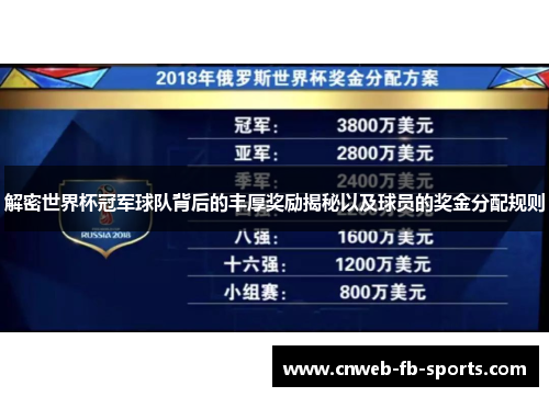 解密世界杯冠军球队背后的丰厚奖励揭秘以及球员的奖金分配规则